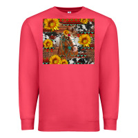 Cardinal western horse with sunflowers and aztec leopard cowhide Premium Sweatshirt - Artiststas
