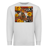 Dove Grey western horse with sunflowers and aztec leopard cowhide Premium Sweatshirt - Artiststas