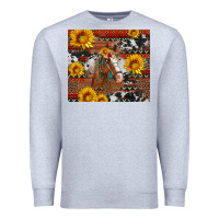 Heather Grey western horse with sunflowers and aztec leopard cowhide Premium Sweatshirt - Artiststas