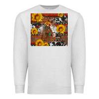 Oatmeal Heather western horse with sunflowers and aztec leopard cowhide Premium Sweatshirt - Artiststas