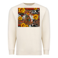 Sandshell western horse with sunflowers and aztec leopard cowhide Premium Sweatshirt - Artiststas