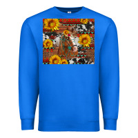 True Royal western horse with sunflowers and aztec leopard cowhide Premium Sweatshirt - Artiststas