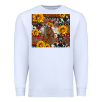 White western horse with sunflowers and aztec leopard cowhide Premium Sweatshirt - Artiststas