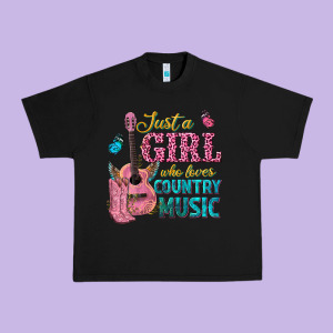 Just A Girl Who Loves Country Music Urban Heavy Tee Designed By Texasbilliewilder