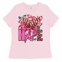Bubblegum Pink hope with woman hands Ladies Tee - AdoDesignShop