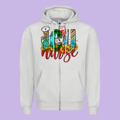 Christmas Icu Nurse Zipper Hoodie Designed By Fadigitalartstudio