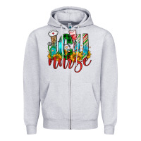 Heather Grey christmas icu nurse Zipper Hoodie - FaDigitalArtStudio