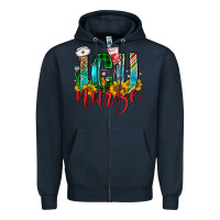 Navy christmas icu nurse Zipper Hoodie - FaDigitalArtStudio
