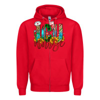 Red christmas icu nurse Zipper Hoodie - FaDigitalArtStudio