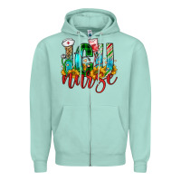 Seafoam christmas icu nurse Zipper Hoodie - FaDigitalArtStudio