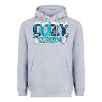 Heather Grey cozy season with snowman ado Heavyweight Hoodie - AdoDesignShop