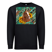 Black western horse with gemstone and sunflower Premium Sweatshirt - Artiststas