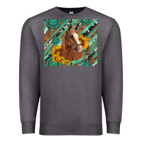 Charcoal Heather western horse with gemstone and sunflower Premium Sweatshirt - Artiststas