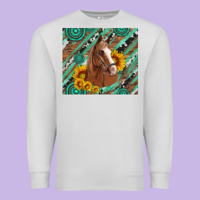 Western Horse With Gemstone And Sunflower Premium Sweatshirt Designed By Artiststas