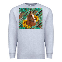 Heather Grey western horse with gemstone and sunflower Premium Sweatshirt - Artiststas