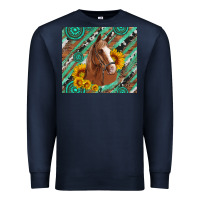 Navy western horse with gemstone and sunflower Premium Sweatshirt - Artiststas