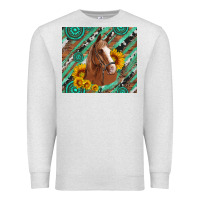 Oatmeal Heather western horse with gemstone and sunflower Premium Sweatshirt - Artiststas