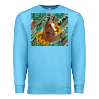 Ocean Blue western horse with gemstone and sunflower Premium Sweatshirt - Artiststas