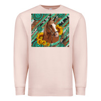 Pale Pink western horse with gemstone and sunflower Premium Sweatshirt - Artiststas