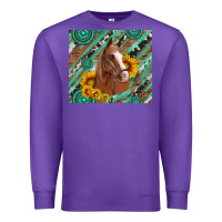 Purple western horse with gemstone and sunflower Premium Sweatshirt - Artiststas
