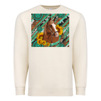 Sandshell western horse with gemstone and sunflower Premium Sweatshirt - Artiststas