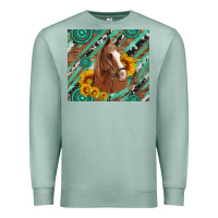 Seafoam western horse with gemstone and sunflower Premium Sweatshirt - Artiststas