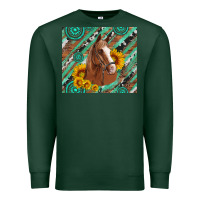 Sports Green western horse with gemstone and sunflower Premium Sweatshirt - Artiststas