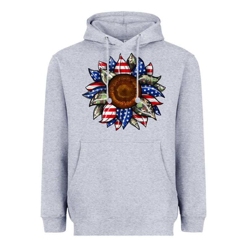 Sunflower American Flag Heavyweight Hoodie by JahusDesignShop | Teevron