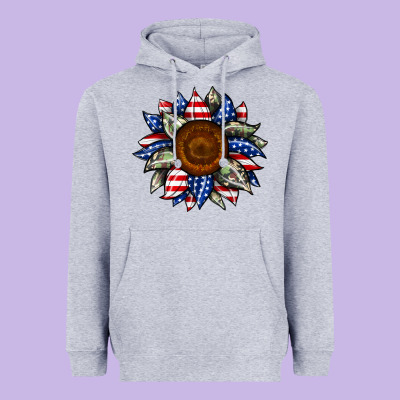 Sunflower American Flag Heavyweight Hoodie Designed By Jahusdesignshop