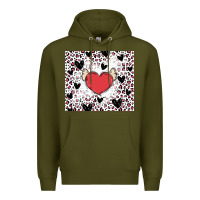 Army Green valentine's day hearts Premium Hoodie - MaliasSmallBusiness