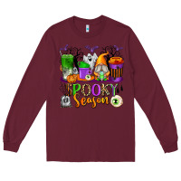 Burgundy Spooky Season Coffee Cups Long Sleeve Tee - texasbilliewilder