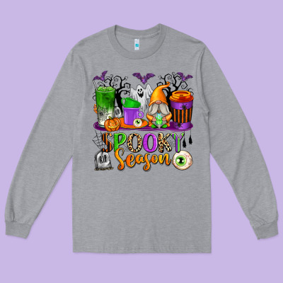 Spooky Season Coffee Cups Long Sleeve Tee Designed By Texasbilliewilder