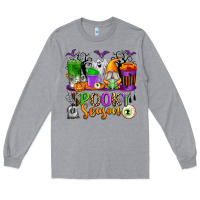 Heather Grey Spooky Season Coffee Cups Long Sleeve Tee - texasbilliewilder