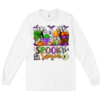 White Spooky Season Coffee Cups Long Sleeve Tee - texasbilliewilder