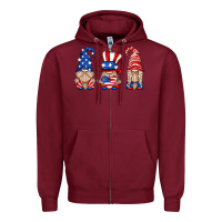Burgundy usa gnome Zipper Hoodie - HRA Design Shop