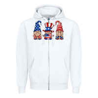 White usa gnome Zipper Hoodie - HRA Design Shop