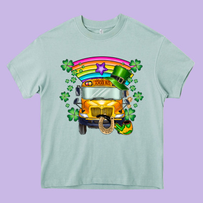 St. Patricks Day School Bus Heavy Core Tee Designed By Sublimationcraftshop