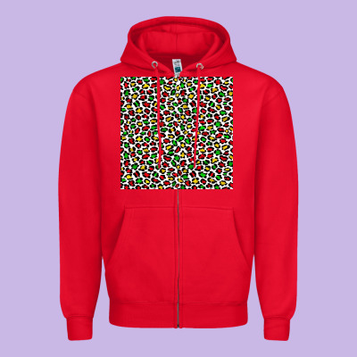 Christmas Leopard Zipper Hoodie Designed By Fadigitalartstudio