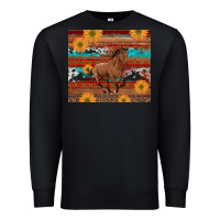 Western Horse And Sunflowers Cowhide Leopard With Aztec Premium Sweatshirt | Teevron