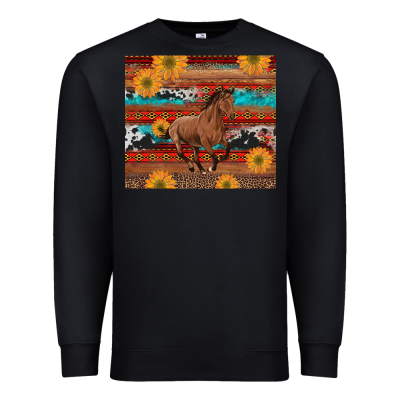 Western Horse And Sunflowers Cowhide Leopard With Aztec Premium Sweatshirt by Artiststas | Teevron