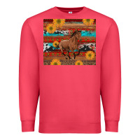 Cardinal western horse and sunflowers cowhide leopard with aztec Premium Sweatshirt - Artiststas