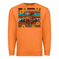 Carrot western horse and sunflowers cowhide leopard with aztec Premium Sweatshirt - Artiststas