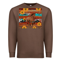 Chestnut western horse and sunflowers cowhide leopard with aztec Premium Sweatshirt - Artiststas