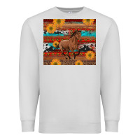 Dove Grey western horse and sunflowers cowhide leopard with aztec Premium Sweatshirt - Artiststas