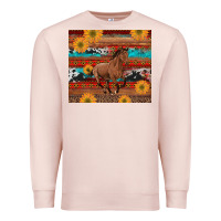 Pale Pink western horse and sunflowers cowhide leopard with aztec Premium Sweatshirt - Artiststas