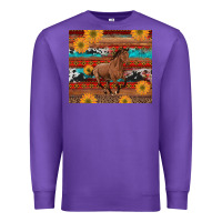 Purple western horse and sunflowers cowhide leopard with aztec Premium Sweatshirt - Artiststas