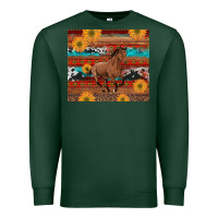 Sports Green western horse and sunflowers cowhide leopard with aztec Premium Sweatshirt - Artiststas
