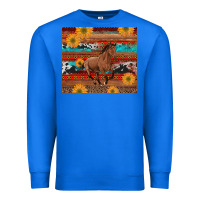 True Royal western horse and sunflowers cowhide leopard with aztec Premium Sweatshirt - Artiststas