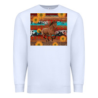 White western horse and sunflowers cowhide leopard with aztec Premium Sweatshirt - Artiststas