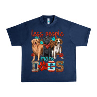 Navy less people more dogs Urban Heavy Tee - texasbilliewilder